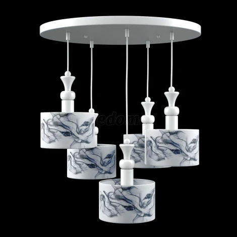 Люстра подвесная Lamp4you, 5 плафонов, белый с синим