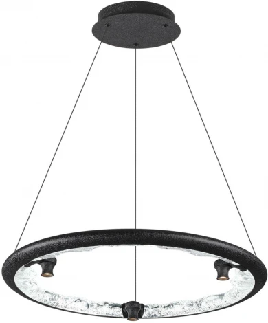 Подвесной светильник Odeon Light Cayon 7001/44L черный ice crack/акрил/хрусталь с ПДУ IP20 LED 44W 1309Лм 3000/3800/4800K (220V, на тросе, круглые)
