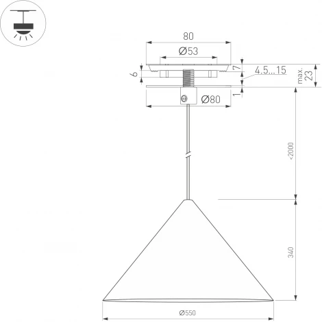 Подвесной светильник SP-MAKOTO-R550-14W Warm2700 (BK, 36 deg, 230V, TRIAC) (Arlight, IP20 Металл) 054401 (LED, на проводе)