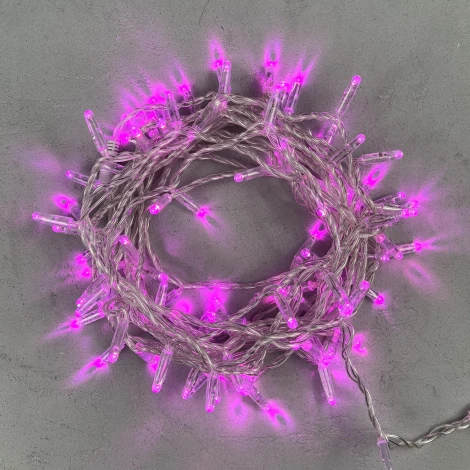 Гирлянда Нить с колпачком 10м розовая 24В, 100 LED, провод прозрачный ПВХ, IP65 Laitcom PST100CAP-10-1P