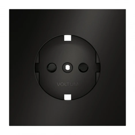 Накладка для розетки с заземлением и защитными шторками (антрацит) Voltum S70 Metal VLSM000712