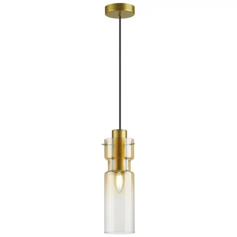 Подвесной светильник Odeon Light Scrow 5057/1A PENDANT золотой/янтарный/металл/стекло E27 1*40W (220V, на проводе, круглые)