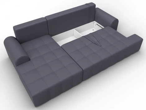 Диван угловой Лига-080 угол левый (ДСП/Пластик/Экокожа/Серый) Лига Диванов 134754L