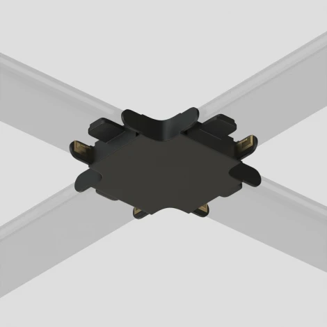 Соединитель X-образный для треков Air, пластик, чёрный Denkirs Air Base TR5234-BK