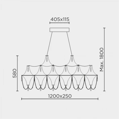 Подвесная люстра светодиодная хрустальная с пультом с регулировкой цветовой температуры Modelux ML.5603.1200P BS