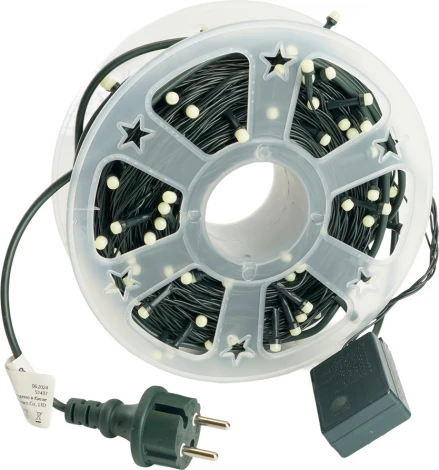 Светодиодная гирлянда на бобине линейная 50м + 3м 5000К, c питанием от сети, зеленый шнур Feron CL98 51437