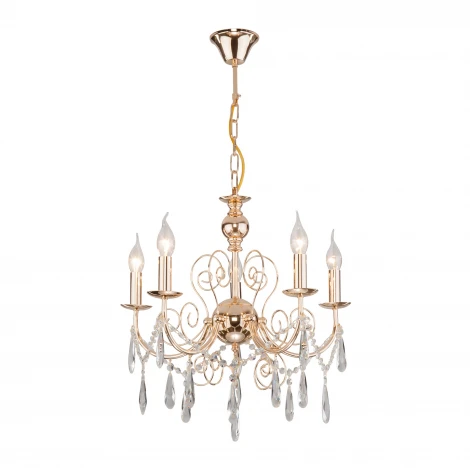 Подвесная люстра Eurosvet Wispa 10094/5 золото/прозрачный хрусталь Strotskis