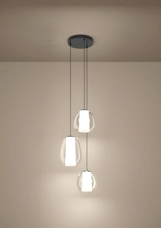 Подвесной светильник светодиодный Eglo Menorca 390458 с регулировкой цветовой температуры MENORCA, 1X7W 2X5,5W 3X1,6W(LED), ?420, 2200-6500K, 1900lm, сталь, никель черный, белый