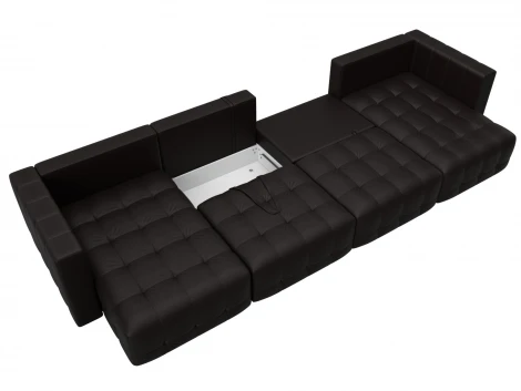 Диван П-образный Лига-052 НПБ Лонг (ЛДСП,Брус,Фанера/Пластик/Экокожа/Коричневый) Лига Диванов 129919