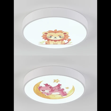 Потолочный светодиодный светильник круглый Natali Kovaltseva Kids INNOVATION STYLE 83122 с пультом ДУ 80W, 2 рассеивателя, белый, LED (регулировка яркости, для детской, 220V, круглые)