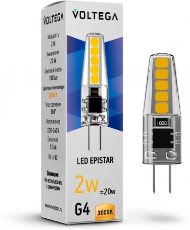 Светодиодная лампа 2W 3000K G4 Voltega Capsule G4 7260