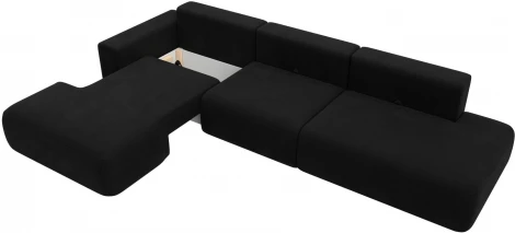 Диван угловой Лига-036 НПБ Модерн Лонг левый угол (Черный/Микровельвет) Лига Диванов арт.121416L