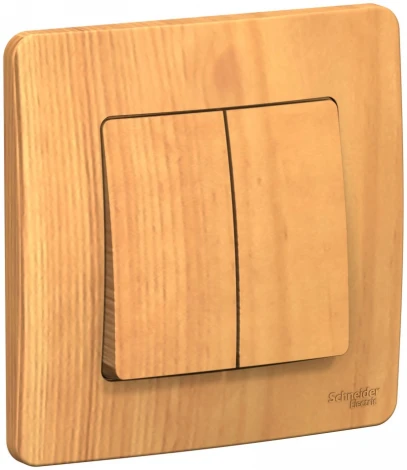 Выключатель встраиваемый двухклавишный (ясень) Systeme Electric Blanca BLNVS106605