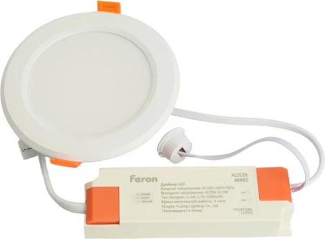 Точечный светильник встраиваемый светодиодный с БАП 9W Feron AL1528 48983 (220V, круглые)