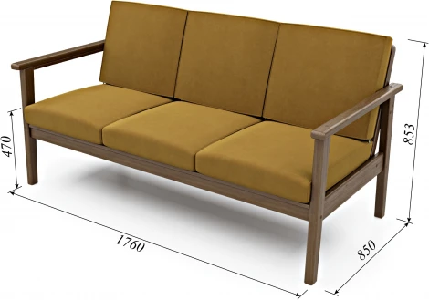 Диван Arsko прямой Лориан Б орех велюр горчичный