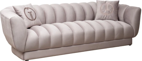 Диван Fabio трехместный велюр бежевый Colton1001-SERROS 239*95*72см, 2 подушки Garda Decor арт.FABIO-3-2K-Colt1001