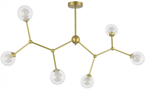 Потолочная люстра на штанге Evoluce Arcus SLE1106-203-06 Золотистый/Прозрачный, Белый G9 6*5W (220V, шарики, молекулы)