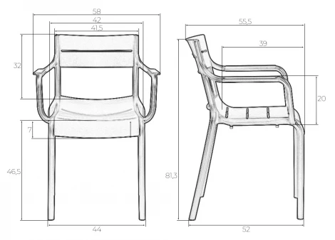 Набор 4 шт стул обеденный DOBRIN TIM ARM (темно-серый (GR-04))