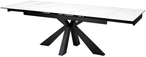 Стол ALEZIO 160 BIANCO TL-45 Белый мрамор матовый, испанская керамика/ черный каркас М-City