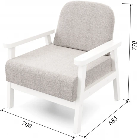 Кресло Arsko Флори белая эмаль рогожка серая