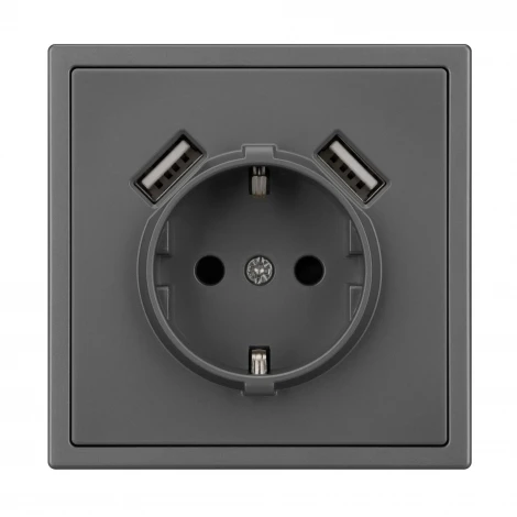 Розетка ARL NOBE зк со шторками с USB тип А+А софт-тач серый базальт SCT-MUAA-SFPL-GR (250V, 16A) (Arlight,) 054291(1)