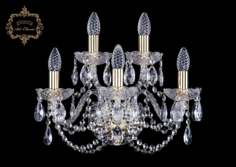 Бра Art Classic 10.11 10.11.3+2.165.Gd.Sp (220V, хрусталь, подвески, подсвечник, свеча)