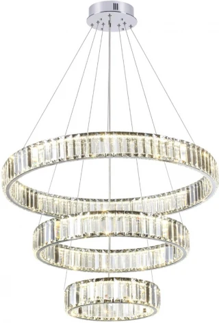 Подвесной светильник ярусный Odeon Light L-vision 4930/88L хром/прозрачный металл/хрусталь LED 88W VEKIA (220V, на тросе)