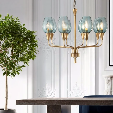 Подвесная дизайнерская люстра Viola 8 синий ImperiumLoft Viola01 (179884-26) (220V, на цепи)