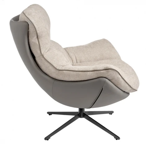 Комплект кресло HUG светло-серый, экокожа, шенилл с оттоманкой светло-серый, экокожа Bradex Home арт.FR 1013K