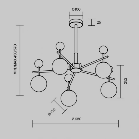 Потолочная люстра на штанге Maytoni Museo MOD436PL-05BS