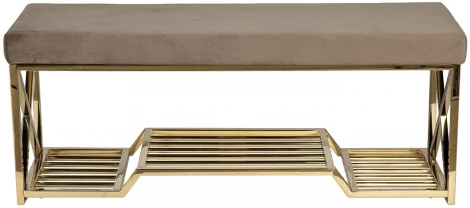 47ED-01000 Банкетка велюр серо-бежевый, золото 120*40*47см Garda Decor