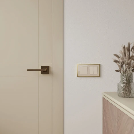 Рамка на 2 поста Baguette (айвори/латунь) Werkel W0022851 (a060235)