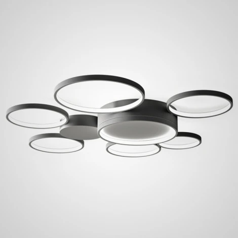 Потолочная люстра в виде колец Twine 7 Rings Black ImperiumLoft Twine01 (102161-26) (LED, 220V)