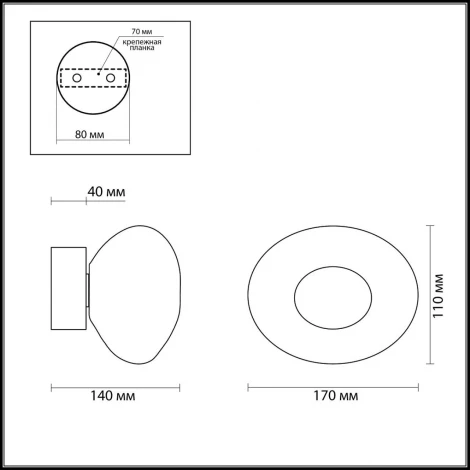 Настенный светильник Odeon Light Mela 7045/4WL зеленый/бронз/ металл/стекло LED 4W 3000K 220V (круглые)