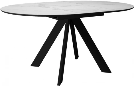 Стол DikLine SKC100 d1000 Керамика Белый мрамор,подстолье черное,опоры черные