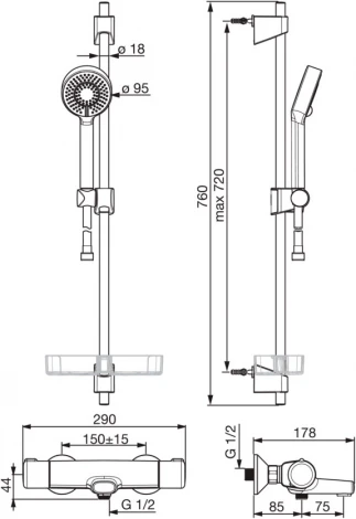 Душевой комплект Oras Nova 7414U для душа
