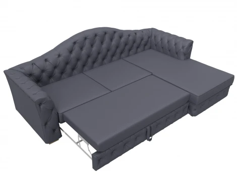 Диван угловой Артис правый угол (Брус,Рейка/Пластик/Экокожа/Серый) Лига Диванов 128033