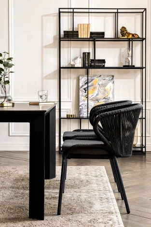 Обеденная группа на 4 персоны со стульями Милан, каркас темно-серый, роуп темно-серый 4SIS Венето VEN-CMIL4T1-5-SET D-gray