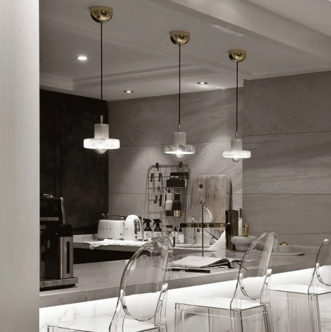 Подвесной светильник Stone Pendant White ImperiumLoft Marble01 (101775-26) (220V, на проводе, круглые)