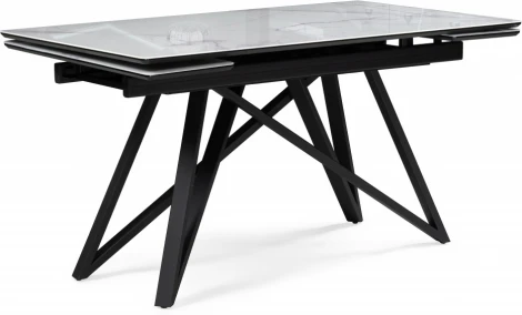Стол стеклянный Notta Вилсон 140(200)х80 белый мрамор / черный арт.612172