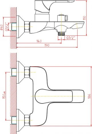 Смеситель 1 Orange Aristo M19-100b для ванны с душем