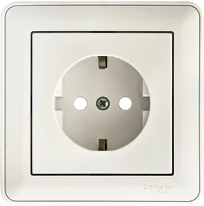 Розетка встраиваемая с заземлением и шторками (белый) Systeme Electric W59 RS16-152-18