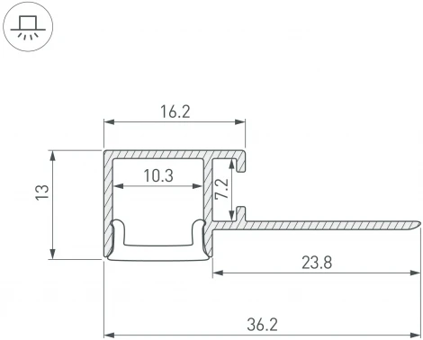Профиль FANTOM-BENT-W12-TOP-EDGE-2000 ANOD (Arlight, Алюминий) 040328(1)