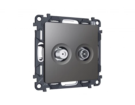 Комплект механизма ТВ-розетки+SAT встраиваемый (антрацит серый) Ambrella Volt QUANT MA663310