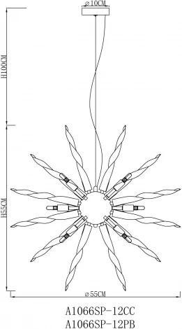 Подвесная люстра Arte Lamp Bella A1066SP-12PB (220V, на тросе, шар)