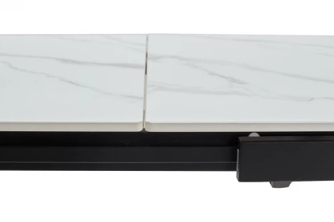 Стол CORNER 120 MATT WHITE MARBLE SINTERED STONE/ BLACK