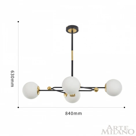 Потолочная люстра на штанге Arte Milano 272708/4 BK/GD (220V, шарики)