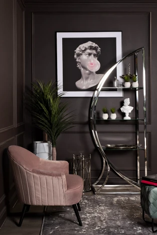 Стеллаж "Полусфера" прозрачное стекло/хром 71*48*202см Garda Decor арт.KFG087