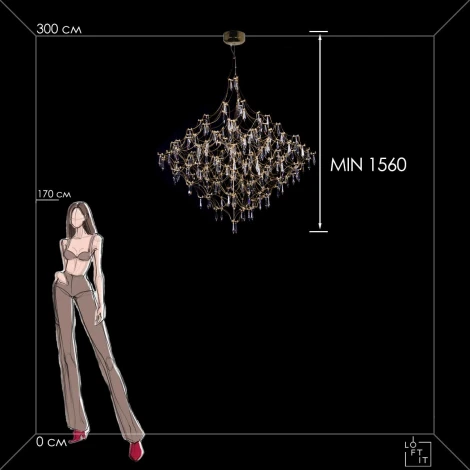 Подвесная люстра большая Loft It Mira 10259/1200 Gold Asfour (LED, 220V, на тросе)