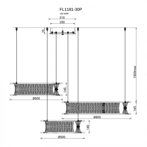 Подвесная люстра светодиодная Fluorite Sacrement FL1181-30P